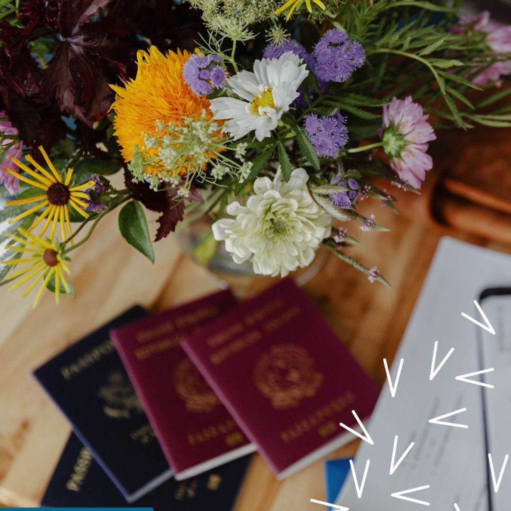 Two US and two Italian passports on a table